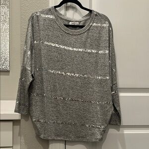 Maurices Gray Sequin Oversized Sweatshirt